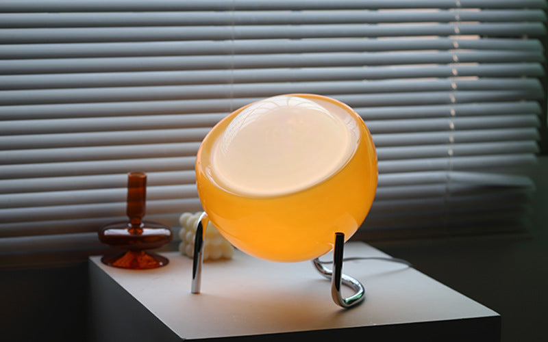 RetroGlow - Scandinavian Glass Table Lamp for Ambient Lighting
