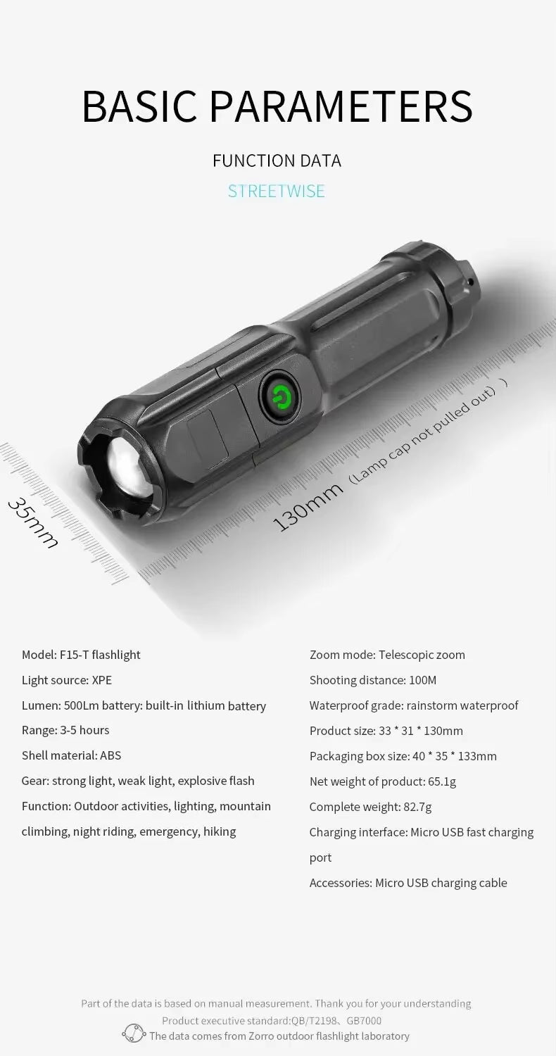 Evoltra - Rechargeable LED Flashlight with Zoom