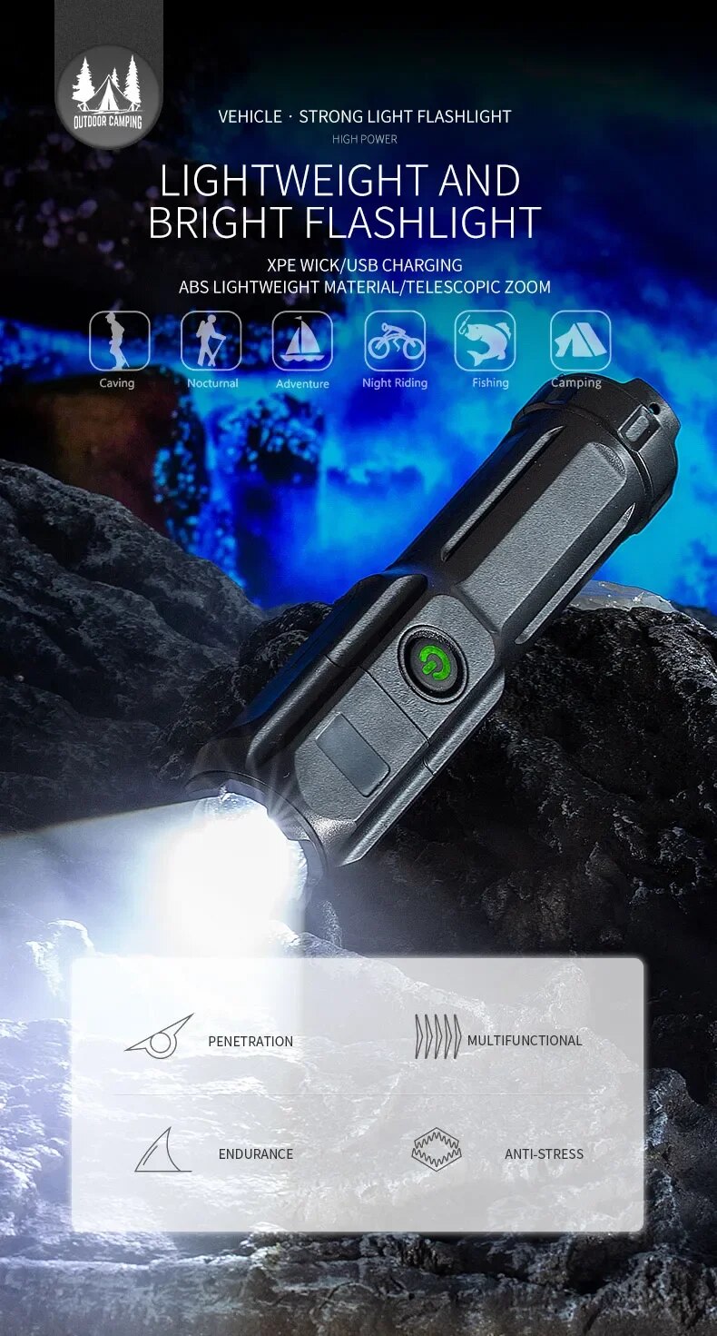 Evoltra - Rechargeable LED Flashlight with Zoom