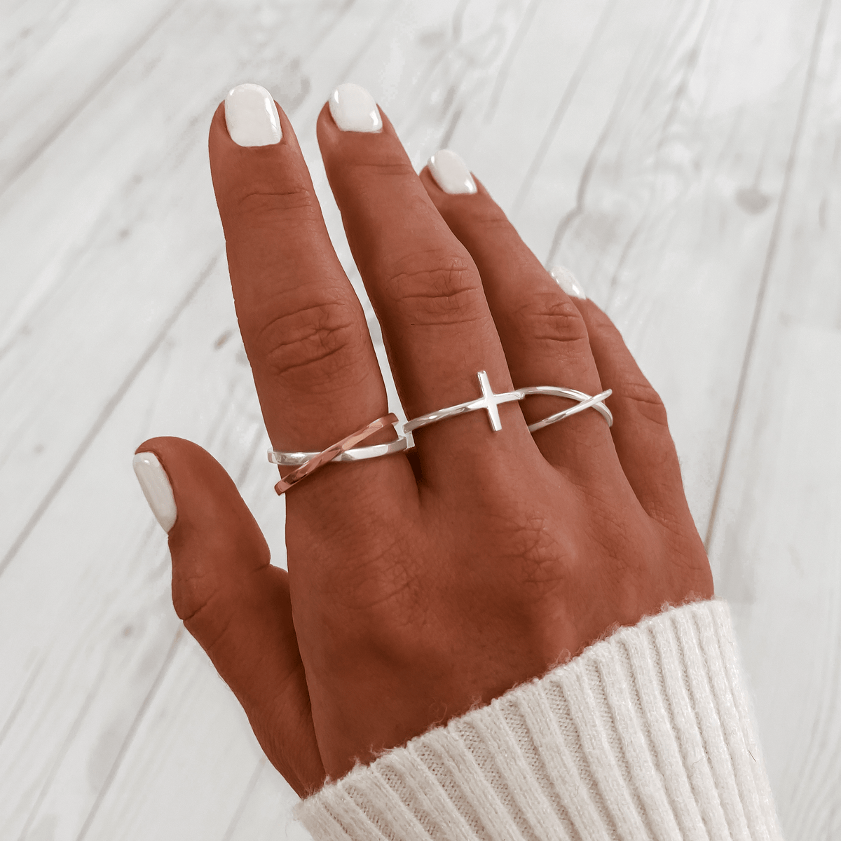 Calindra - Elegant Double Cross Ring in Sterling Silver