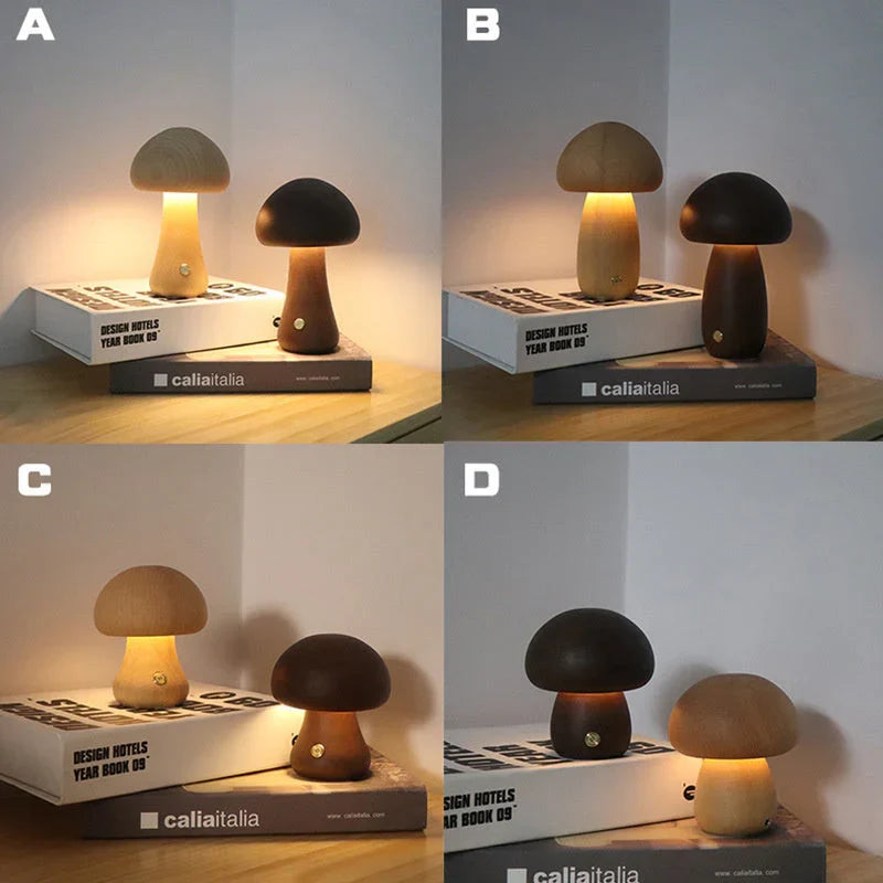 GlowShroom - Wooden LED Mushroom Night Light