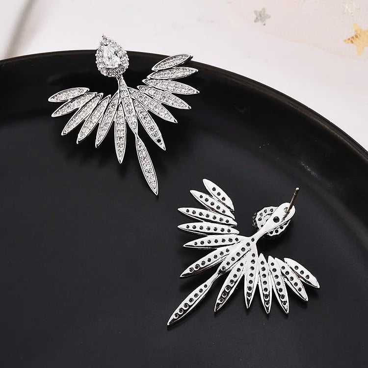 Celeste Silver Angel Wing Earrings - Elegant Everyday Sparkle