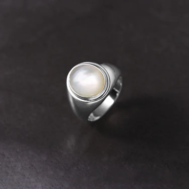 Isla Pinctada Albina Ring - Sterling Silver Ring with Mother-of-Pearl Accent