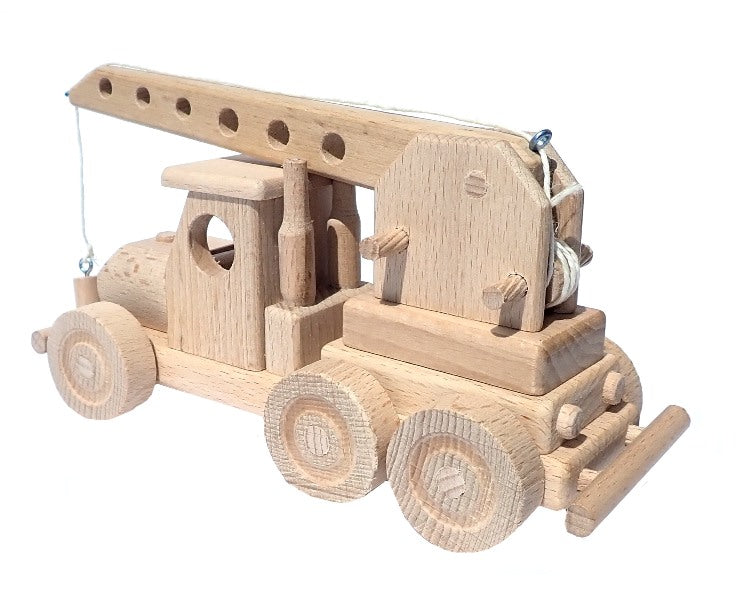 WoodCrane - Wooden Crane Truck with Movable Lifting Arm