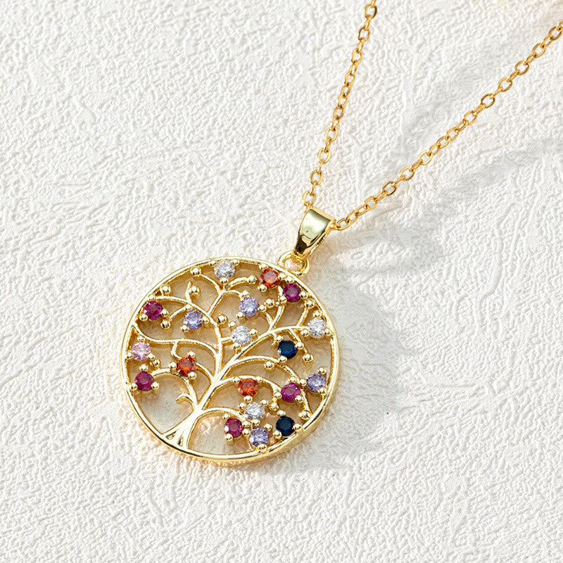 Luna Zirconia Tree of Life Pendant Necklace - Eye-Catching Design