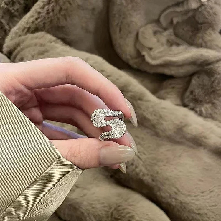 Seraphine Ring - S-Shaped Silver Ring with Sparkling Zirconia