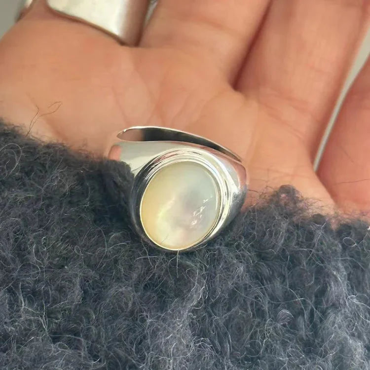 Isla Pinctada Albina Ring - Sterling Silver Ring with Mother-of-Pearl Accent
