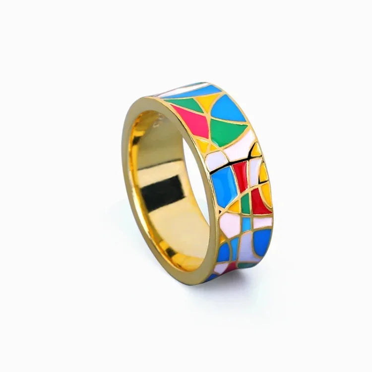 Nadia - Elegant Enamel Cubic Zirconia Ring