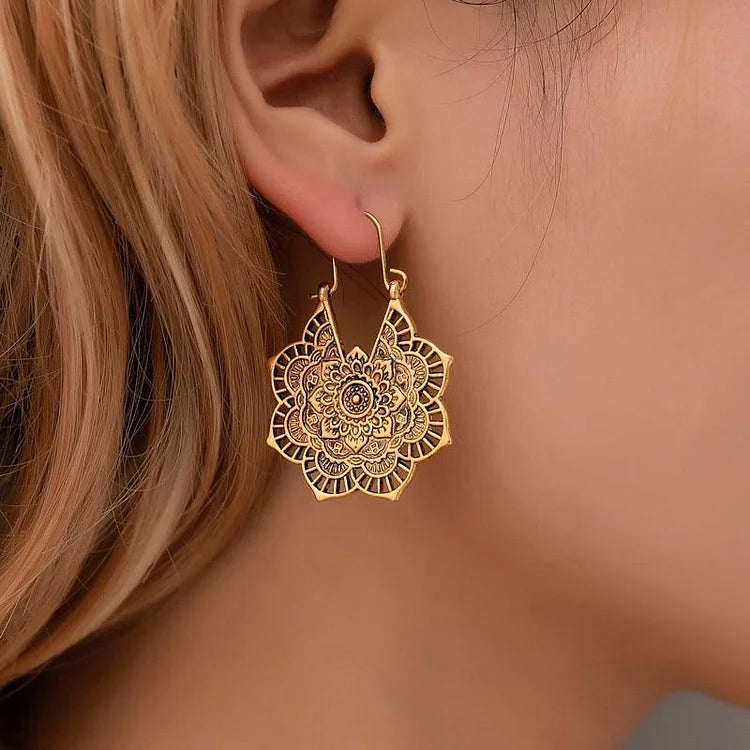 AumaraDrop - Gold and Silver Mandala Drop Earrings
