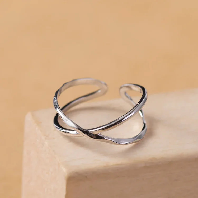 Lina Ring - Adjustable Double Line Design in Sterling Silver
