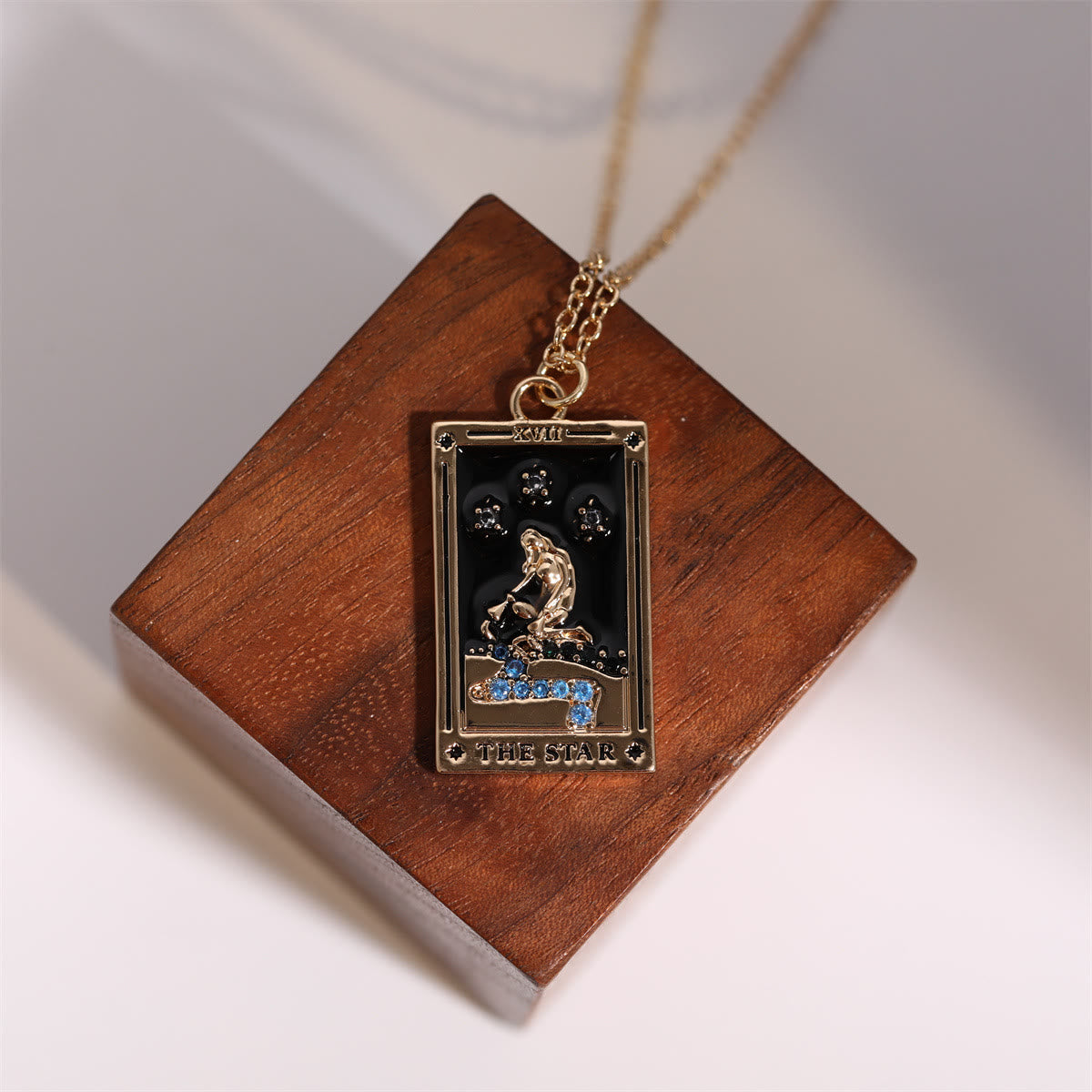 Amara Gold-Plated Tarot Drop Pendant Necklace - Zirconia Charm