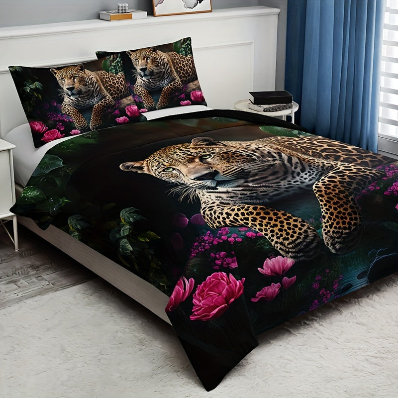 Nirsten - 3-Piece Rose Pattern Duvet Cover Set