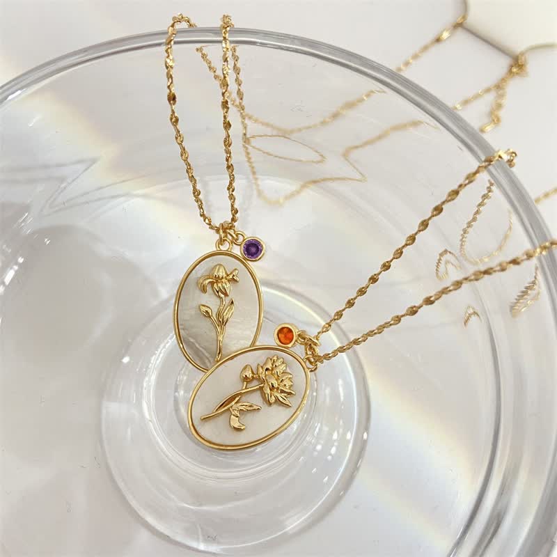 Aurora Birthstone Necklace - Personalized Birth Flower Jewelry for Loved Ones