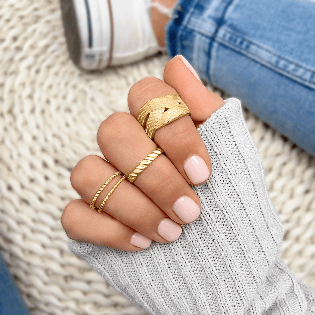 Lina - Woven Double Band Ring