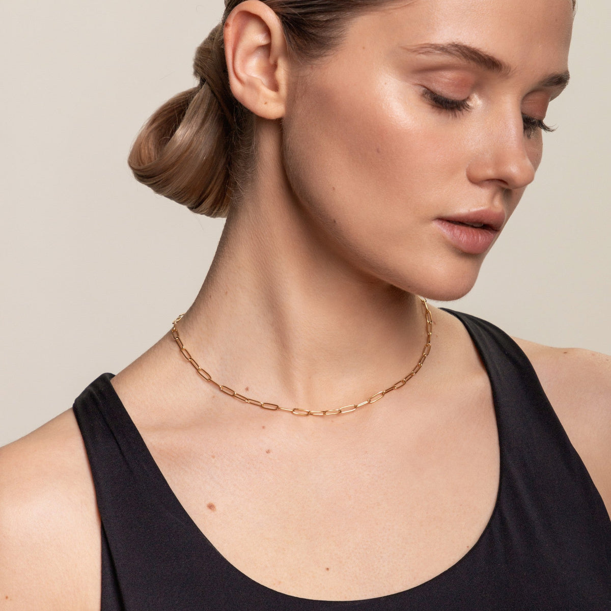 Lina Paperclip Choker Necklace - Sleek Waterproof Layering Chain
