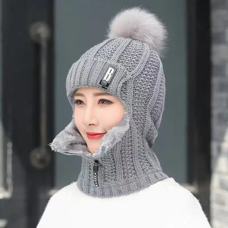 WinterPom - Cozy Wool Blend Balaclava for Cold Winter Days