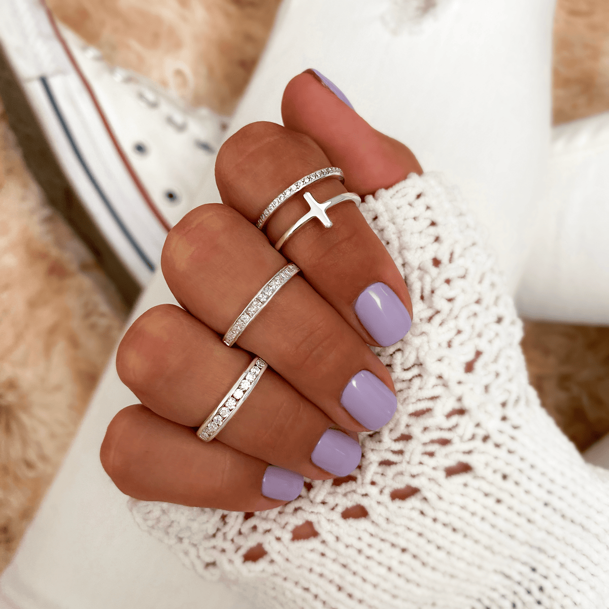 Celeste Double Cross Ring - Elegant Sterling Silver Statement Piece