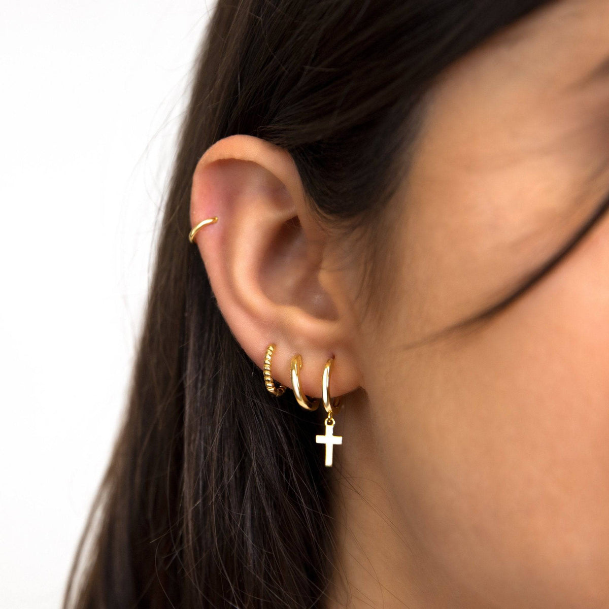 Aldenne - Elegant Cross Pendant Hoop Earrings