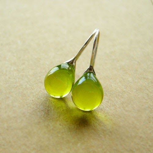 Olivia Collection - Vintage Olive Glass Earrings with Timeless Charm