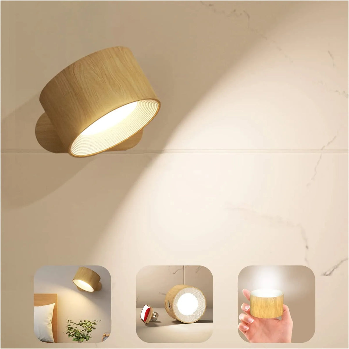 Horbrent - Rotating Rechargeable LED Wall Lamp