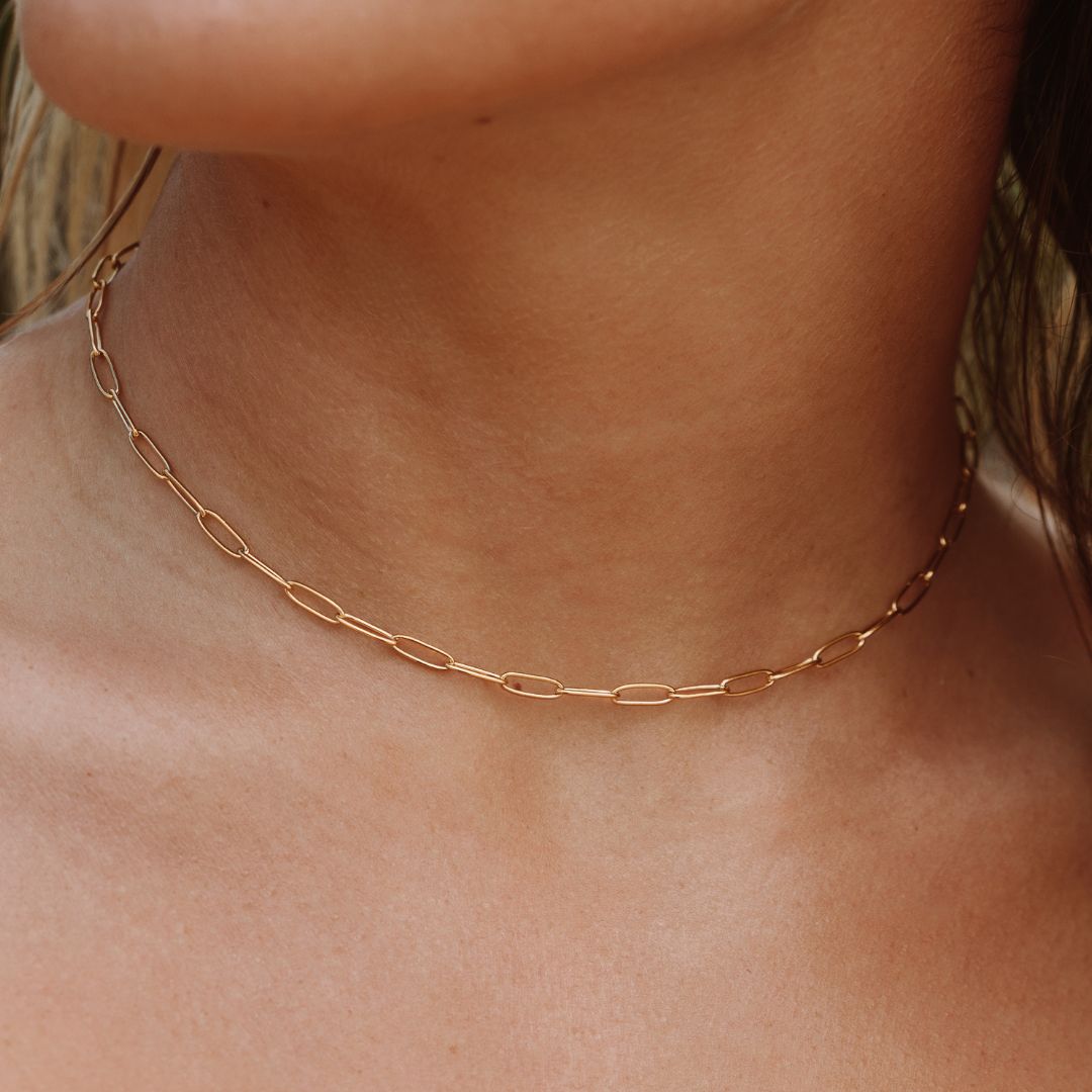 Lina Paperclip Choker Necklace - Sleek Waterproof Layering Chain