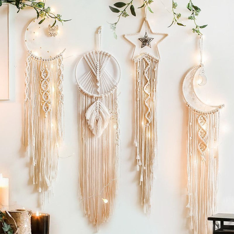 DreamWeaver Macrame - Bohemian Wall Decor with LED Lights