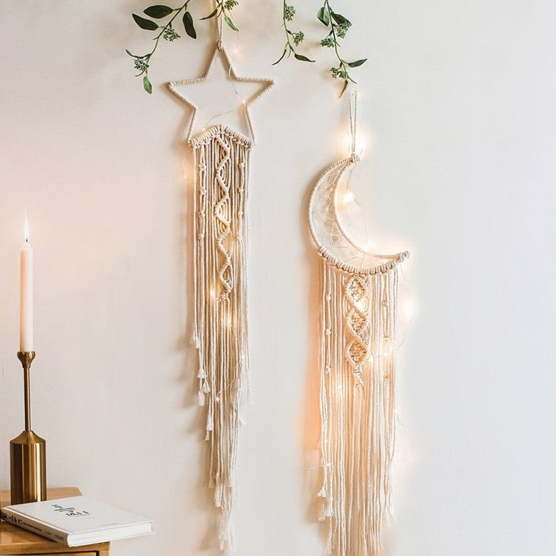 DreamWeaver Macrame - Bohemian Wall Decor with LED Lights