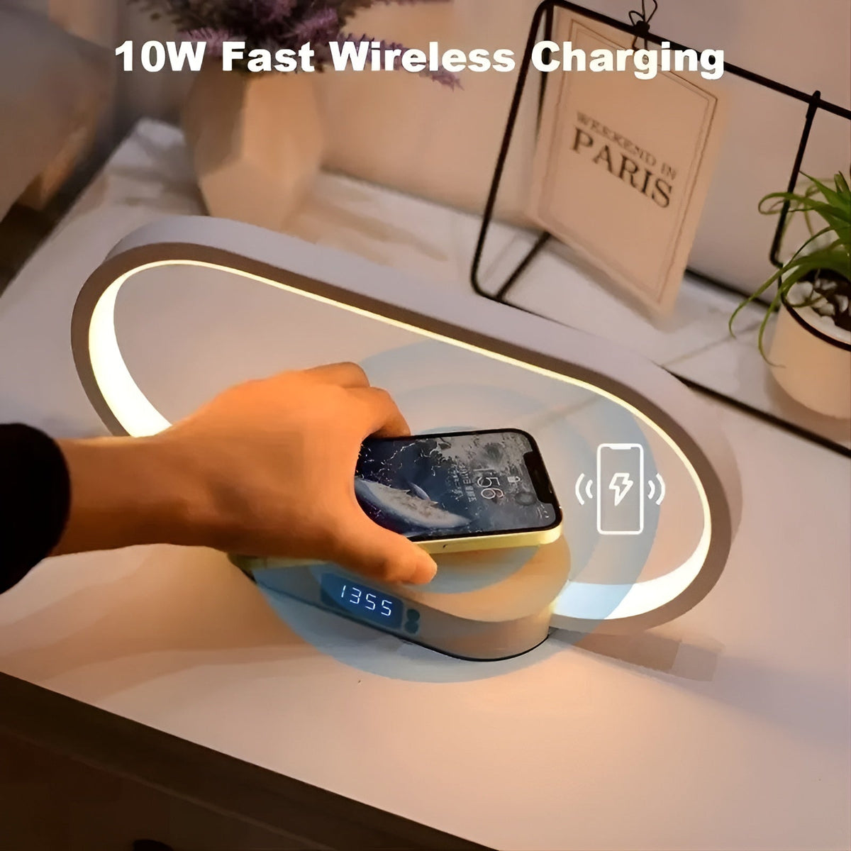 RadiantCharge - 3-in-1 Wireless Charging Lamp Clock