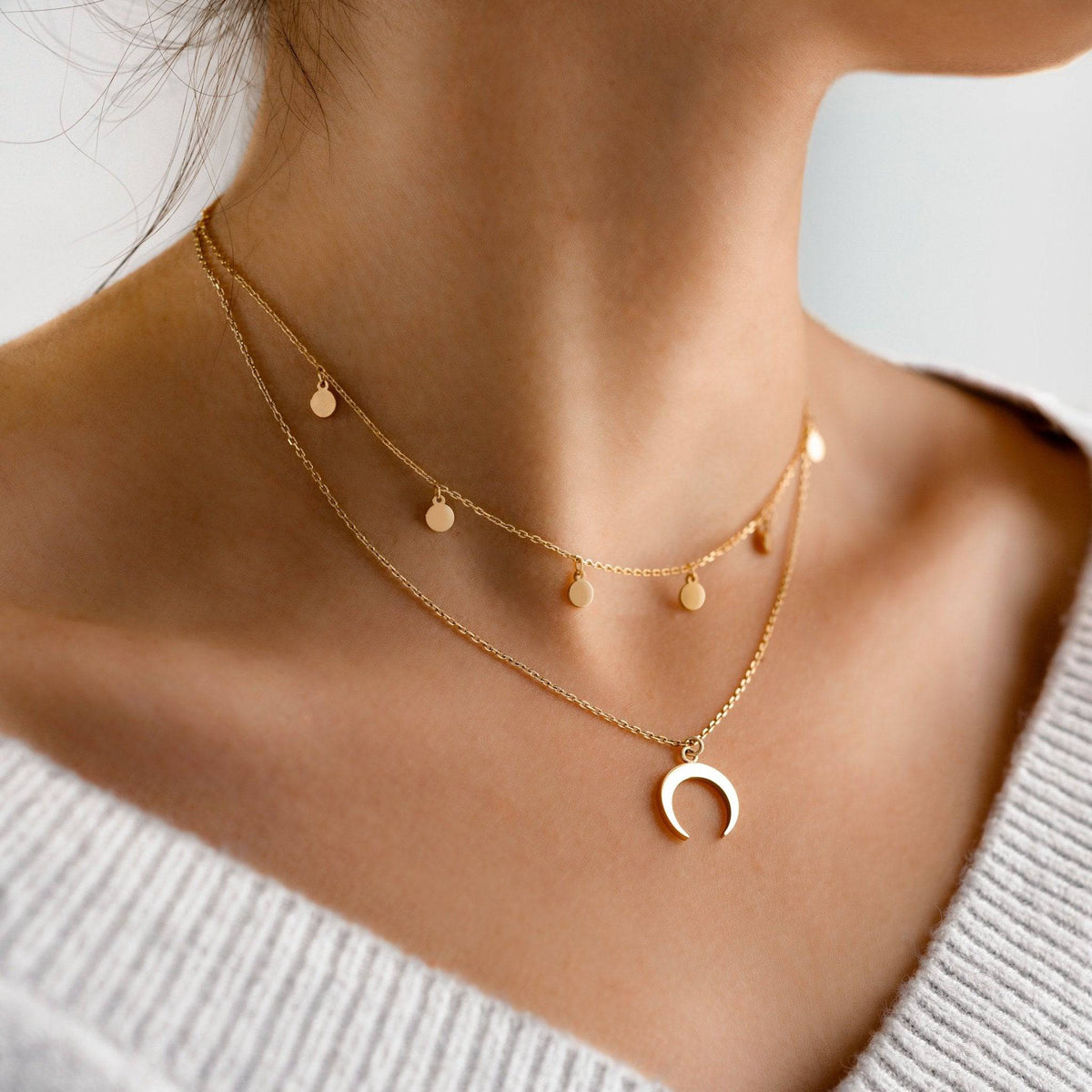 Luna Double Necklace - A Dazzling Two-Layer Design