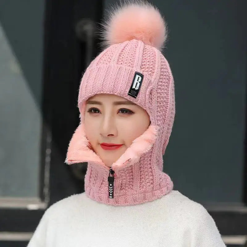 WinterPom - Cozy Wool Blend Balaclava for Cold Winter Days