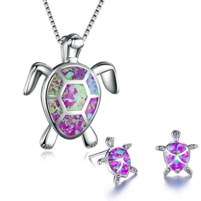 Pelora - Ocean Dream Turtle Necklace and Earring Set