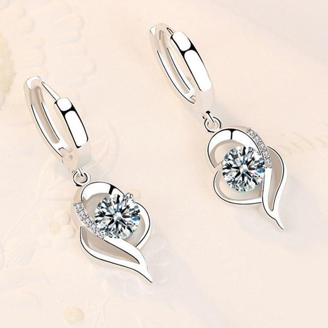 Amelina - Silver Zirconia Flower Earrings