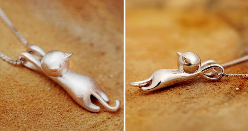 Miyu - Playful Silver Cat Necklace