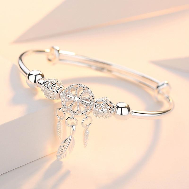 Aiyana - Adjustable Silver Dreamcatcher Bracelet