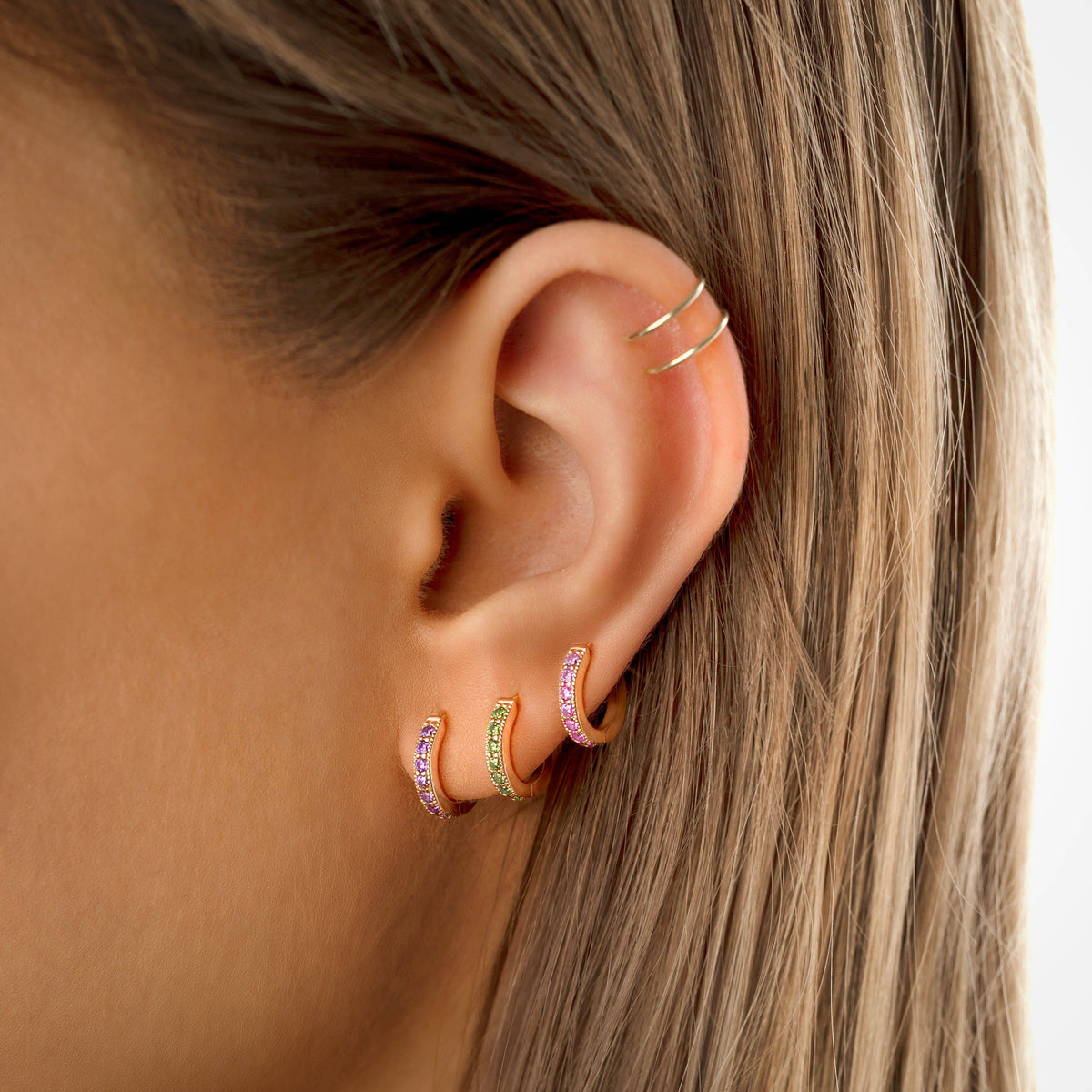 Amaranta Earrings - Sparkling Hoop Earrings with Zirconia Accents