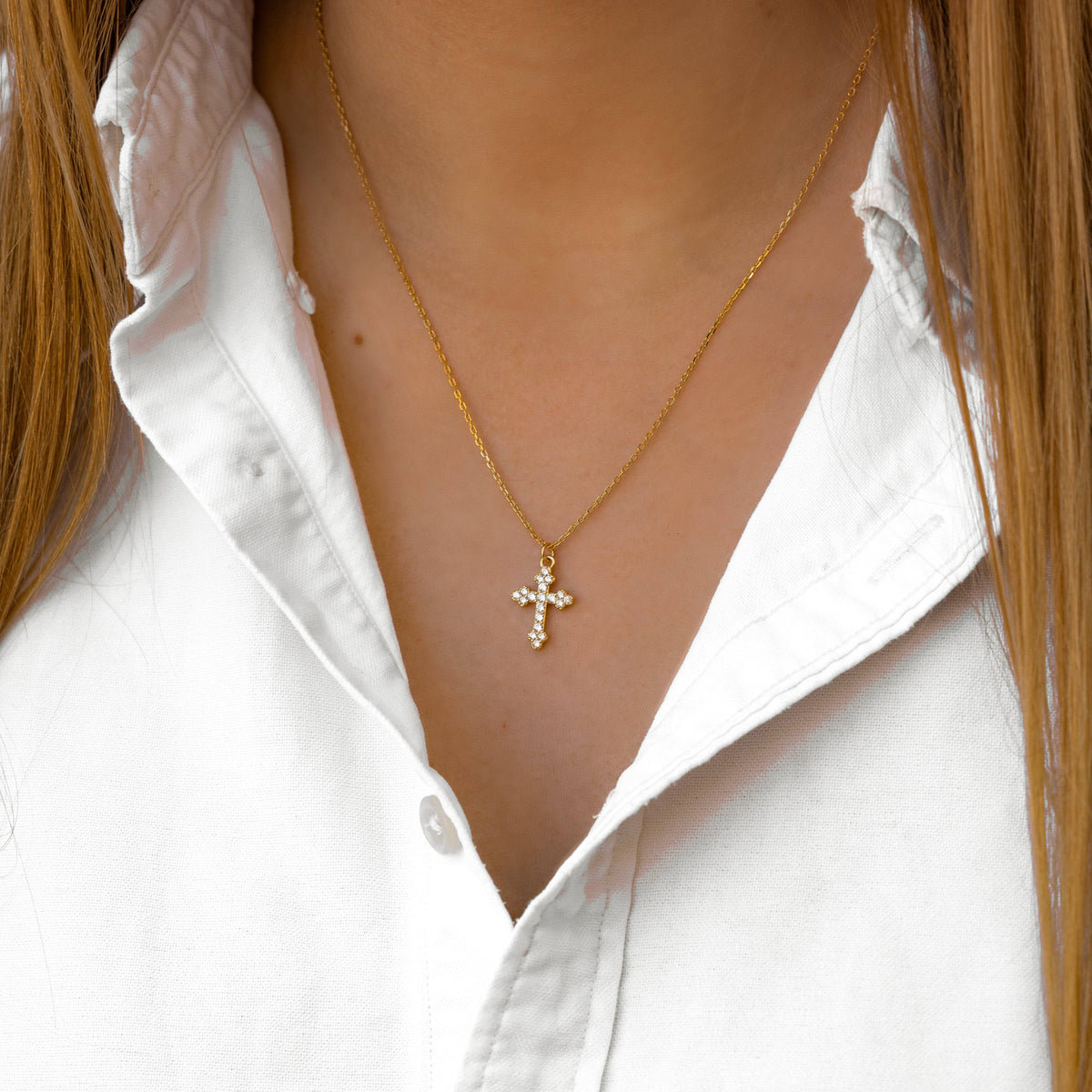 Clémence Necklace - Elegant Sterling Silver Cross Pendant