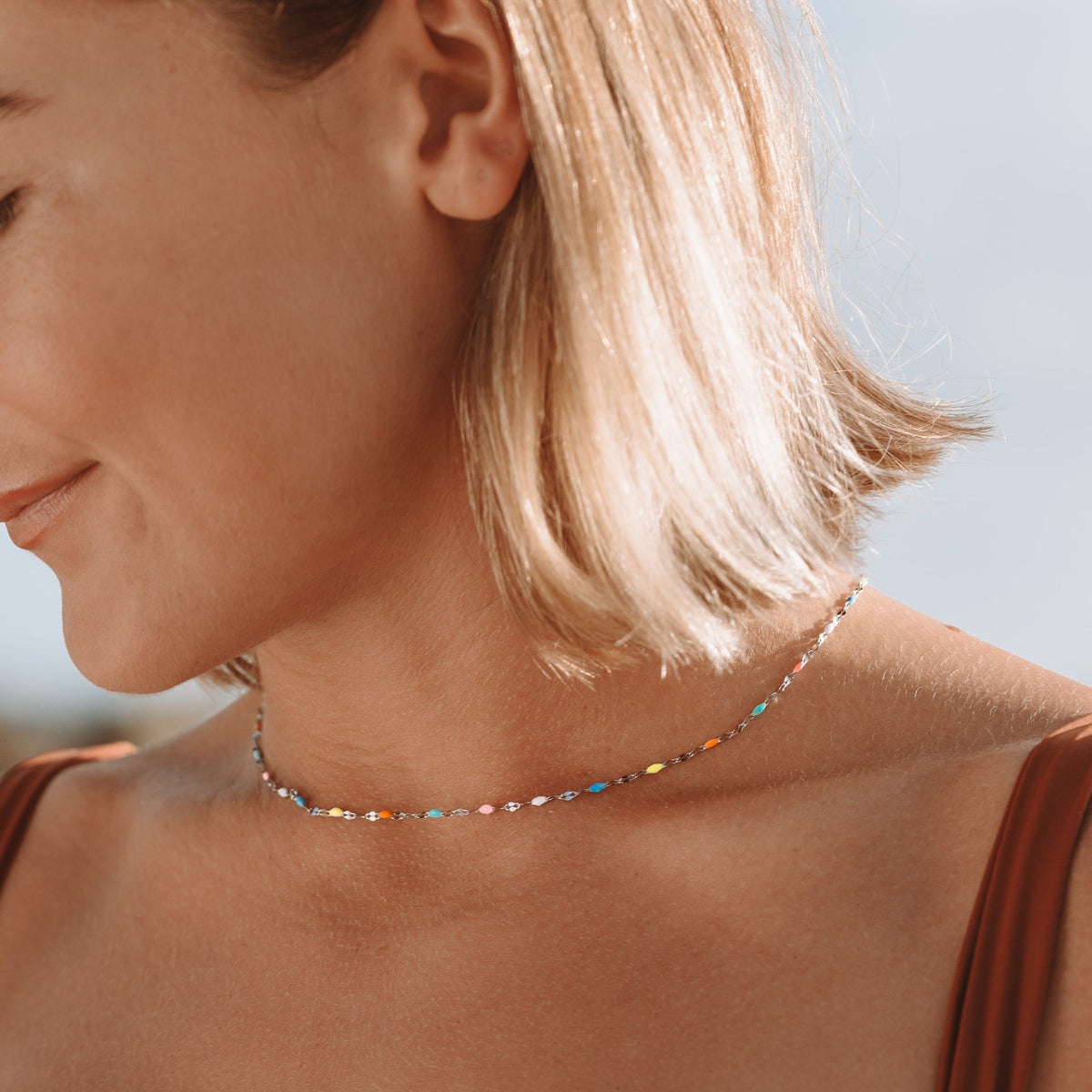 Buntessa - Stunning Rainbow Enamel Choker Necklace