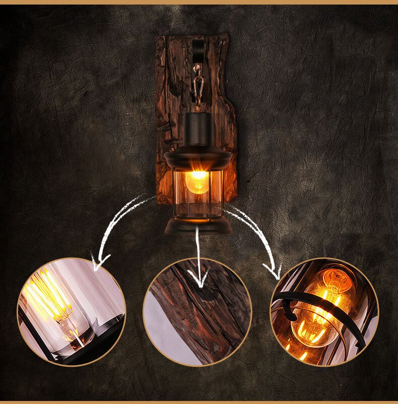 Veritas - Wood And Glass Wall Lamp