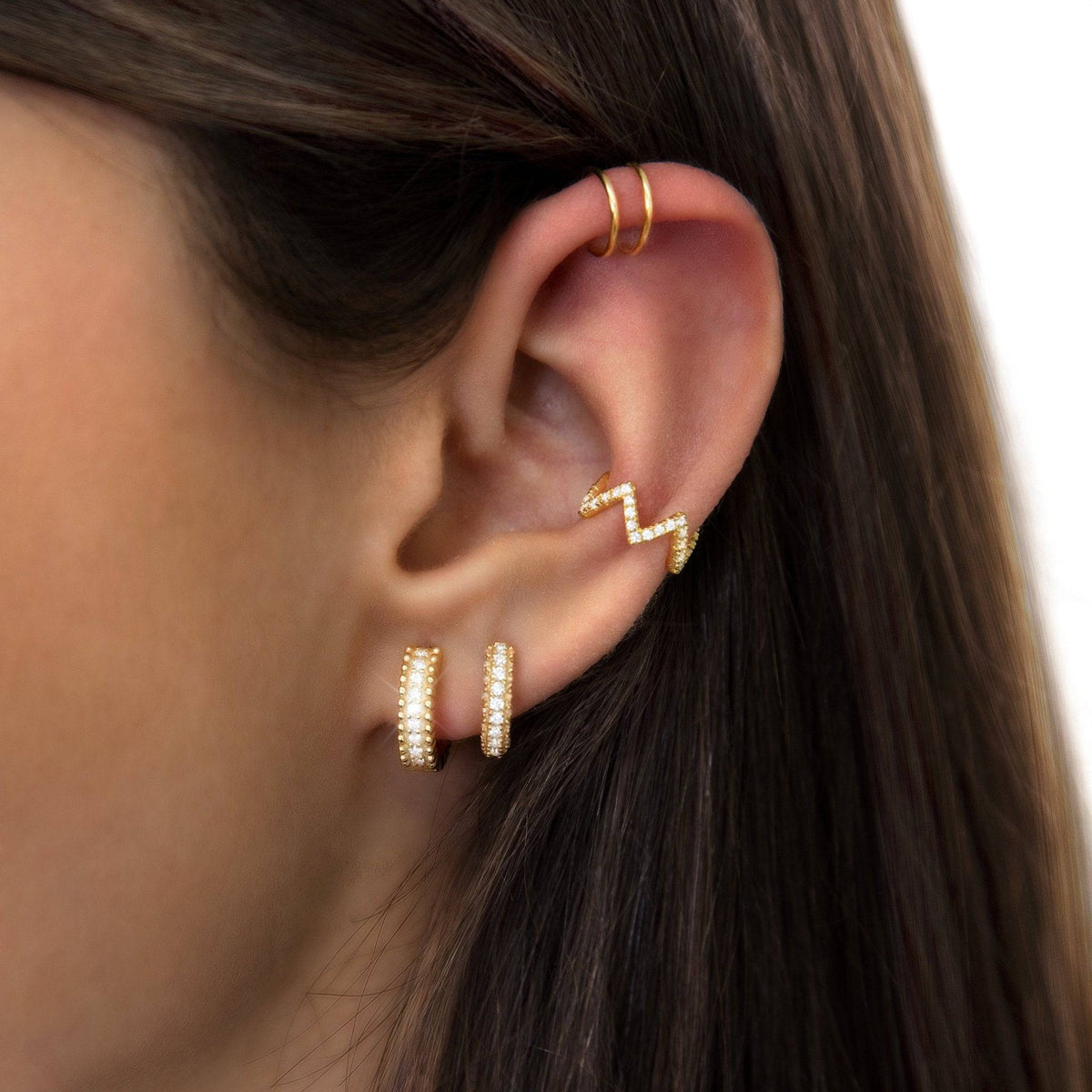 Junelle - Sparkling Zirconia Hoop Earrings